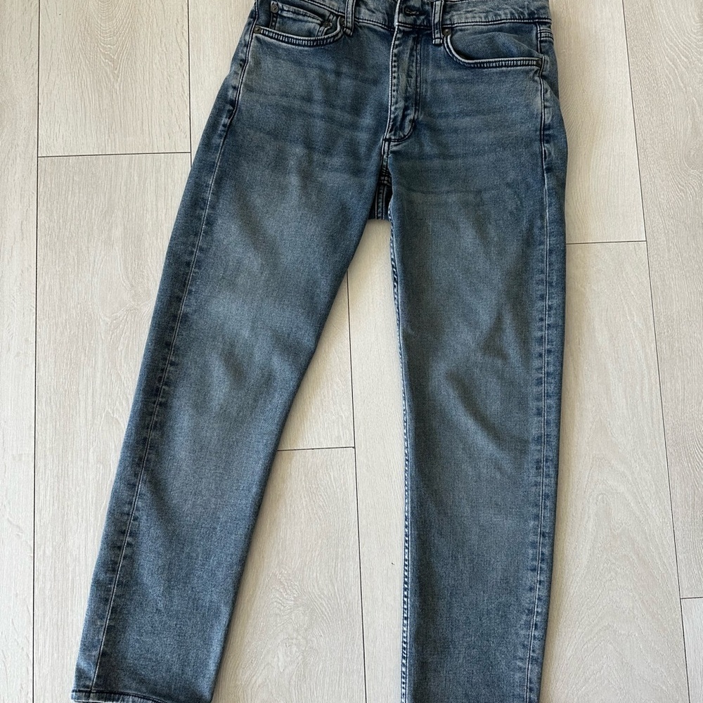 rag & bone Men's Dark Blue Slim Jeans, Fit 2, Hemmed, Actual Size 28x28